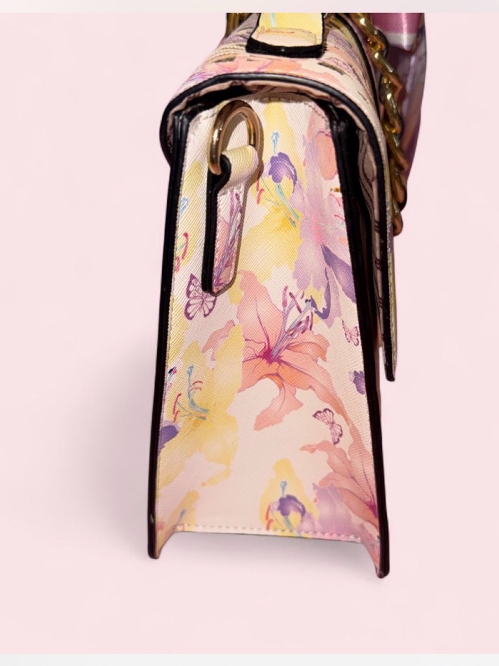 Aldo Floral Pastel Top-Handle Satchel with Scarf - Picture 3 of 5